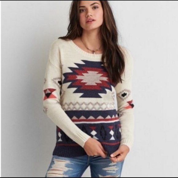 American Eagle Women’s Aztec Wool Blend Sweater - Picture 3 of 7